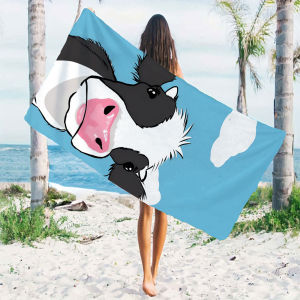 BILIBILI | cartoon cow sky Beach Towels Ultra Lightweight Quick Drying Super Absorbent Summer Essential Fast-Drying Towel for Beach