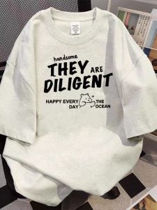 Áo Thun Cotton in Chữ Phong Cách Hip Hop Rộng Rãi Mùa Hè Cho Nam Cổ Tròn Tay Ngắn Chống Khuẩn Thời Trang Thường Ngày