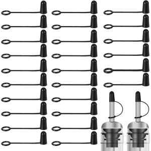 Rubber Liquor Pour Caps Bottle Pourers Dust Caps with Loop Black Spout Pourers Covers Liquor Pourers Caps Hooded Pourers Caps