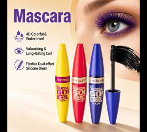 Waterproof Mascara Lengthening and Volumizing Lash Extension Mascara with Silicone Brush Smudge Proof Long Lasting Eye Makeup