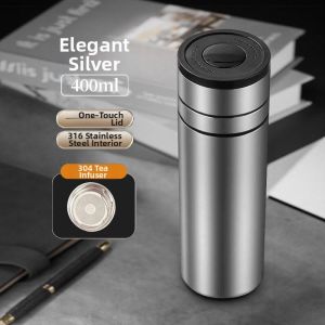 PAKCHOICE | Tea Water Separation One Touch Opening Stainless Steel Mug