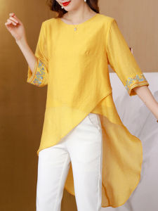 DAIXIANGFEIZI | Cotton Linen Summer New Style Shirt Mid Length Seven-Sleeve