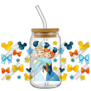 Funko | New Cartoon Lovely Bowknot Princess Painting Art 16oz UV DTF 3D Transfer Sticker Decals For Glass Can Cup Craft DIY Creative