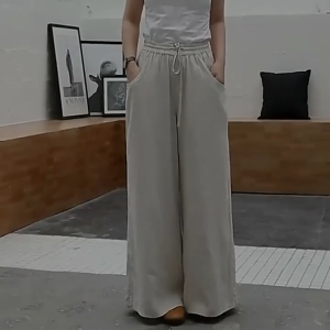 [Ready stock in Malaysia] Casual Pants for women loose wide leg pants Linen ladies trousers linen clothing