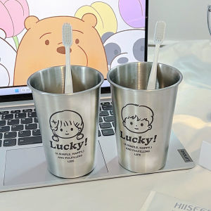 Creative Cartoon Stainless Steel Toothbrush Cup Couple Wash Cup High Aesthetic Value 304 Spitting Cup Metal Bathroom Supplies