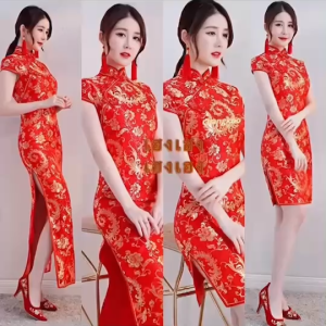 กี่เพ้า ชุดกี่เพ้ายาว กี่เพ้าตรุษจีน ชุดเพื่อนเจ้าสาว งานดี ผ้าหนา ราคาถูกที่สุด ชุดเดรสยาว