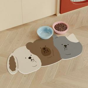 VIKAMA Simple and Cute Dog Food Mat Pet Food Mat Leak-proof Diatomite Mud Leak-proof Absorbent Easy to Maintain