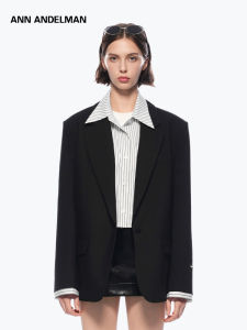 ANN ANDELMAN | Striped Spliced Loose Fit Suit Jacket
