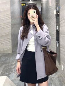 YUFUQING | Korean Style Long Sleeve Outerwear Women Early Autumn New Gentle Commute Casual Cardigan Windbreaker Purple Color