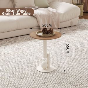 YIZUO | Sleek Cream Colored Minimalist Modern Wooden Round Coffee Table