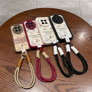 New Casing Honor X9c 5G Huawei Pura 70 Pro Ultra P60 Mate 50 Pro Ins Cute Cartoon Fashion Sketch Line Flower Silicone Lens Protection Phone Case with Lanyard 2024