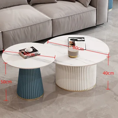 New Northern Europe Stone Plate Coffee Table Living Room Home Light Luxury Modern Small Apartment Creative Trending round Small Table High-End