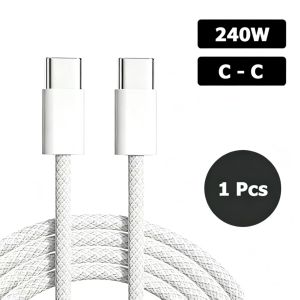 Cáp Sạc Nhanh USB C-C 240W PD3.1 Bện Chắc Chắn Bền Bỉ Loại Type-C To Type-C Dùng Cho iPhone 18 17 16 Pro Max Samsung (1-2 Cái)