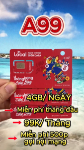 SIM 4G MOBI LOCAL GÓI SIÊU DATA A69 A79 A89 A99 A119 Tặng đến 6GB/ngày + 500 phút gọi nội mạng - Miễn phí tháng đầu từ MƯỜNG THANH ROYAL .  FREESHIP - CHƯA KÍCH HOẠT.