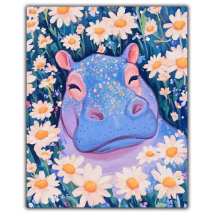 Kayou | DIY Pictures By Number Hippopotamus Kits Painting By Numbers Drawing Animal on Canvas HandPainted Art Gift Home Decor