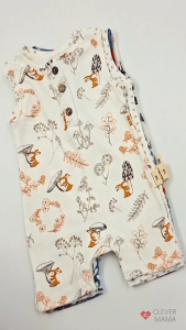 (0-24m) CleverMama 100% Cotton Printed Sleeveless Jumpsuits Onesies for Babies Baby Clothes