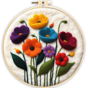 RUOPOTY Wool Felt Package Beginners Painting Flowers Felt Needle Kit Diy Craft Toys Worsted Wool Stitch Craftwork Needle Felting