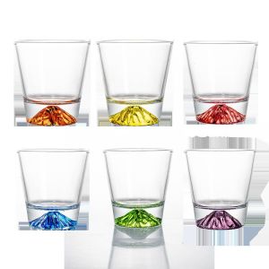 Japanese Style Snow Mountain Glass Cup Colorful Water Whiskey Fuji Mountain Design Bar Essential Heat Resistant 150ml round Cup