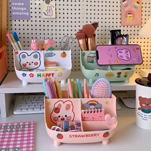 Hộp Đựng Bút Để Bàn Lưu Trữ Văn PHòng Phẩm Tặng Kèm Sticker Dễ Thương -Lumbley