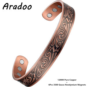 ARADOO Pure Copper Bracelet for Men Women with Ultra Strength Magnetic Cuff Bangle Jewelry Gifts