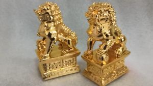 Bộ Đôi Tượng Đôi Quán Khê Cổ Điển Dát Vàng Đá Thạch Anh Việt Nam
