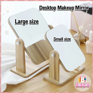 N.K. HD Wooden Mirror 360 Degree Portable Adjustable Table Desk Mirror Stand Bathroom Living Room