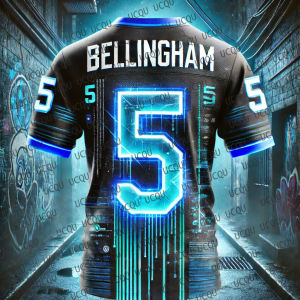 2025 Summer Blue Cool Bellingham No.5 Jersey CHATGPT Design Football Jersey Training Breathable Oversized O-neck Soccer Tees