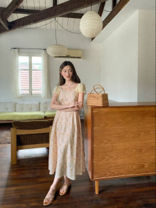 NIHAOKANONG | Đầm Xòe A-line In Hoa và Ren