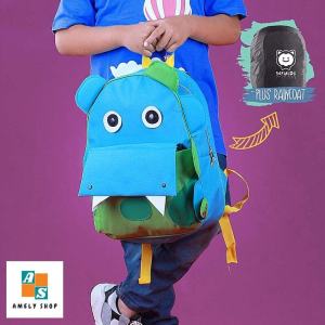 Inficlo IAC 188 - Tas Ransel Backpack Sekolah Anak Laki-Laki Model Smiggle Plus Raincoat