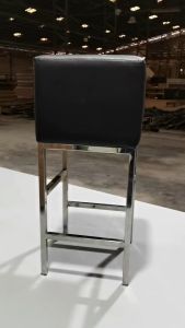 เก้าอี้บาร์สตูล เบาะหนัง PVC สีดำ ความสูง 69 ซม.