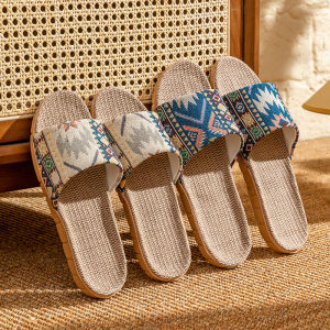 Non-slip Silent Breathable Soft Bottom Linen Cotton Indoor Slippers