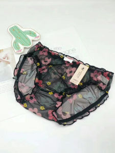 plus Size Lace Transparent Triangle Panties High Waist Briefs Sweet Style Underwear for plus Size Women Comfortable Nylon