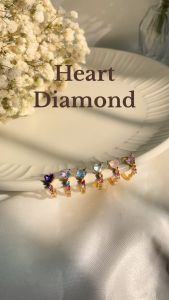 ต่างหูหัวใจห่วง Heart of Diamond Loop (ราคาต่อคู่)