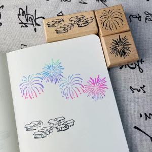 New Year Original Creative Cultural Handmade Rubber Wood Stamp Astral Splendor Flourishing Village Firework Chapter Stamp