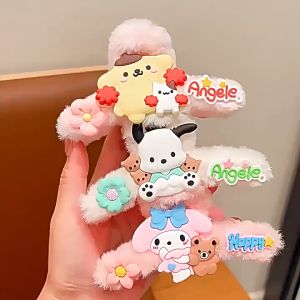 Sanrio Kuromi Large Hairpin Cinnamoroll Kawaii Japanese and Korean Candy Pink Girl Sweet Hair Clip Plush Hair Accessories Gifts
