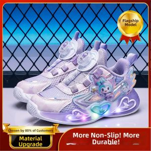 KUOBURENSHENG | Anti-slip Bottom Light-up Cartoon Buckle Breathable Girls Childrens Sport Shoes
