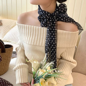 XUANXUAN | 2025 New Polka Dot Scarf Womens Sash Neck Ties Thin High-End Sensation Small Design Silk Waist Belt Spring Summer Autumn