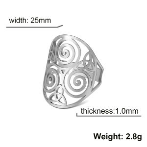 Triskel Triskelion Amulet Adjustable Rings for Men Women Celtic Knot Stainless Steel Rings Wicca Jewelry Vintage Gift