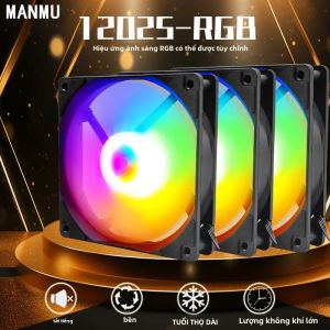 Manmu Lễ Hội Khuyến Mãi 120mm RGB Rainbow Quạt Máy Tính Hiệu Suất Làm Mát Cao Chơi Game PC Quạt Chất Lỏng Chịu Lực 12V 9 Lưỡi Dao