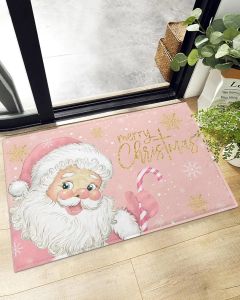 Thảm Trải Sàn Phòng Tắm Chống Trượt Màu Hồng Santa Thấm Hút Nước Thảm Cửa Ra Vào Cho Phòng Khách Phòng Ngủ - Chống Bám Bẩn Giặt Máy Được Chất Liệu Polyester