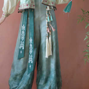 New Chinese Style Lantern Pants Set Womens Reformed Hanfu Daily Commuting Tang Dynasty Period Suit Polyester Fiber