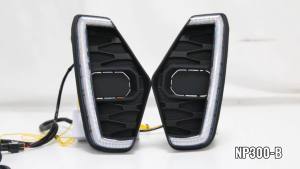 DRL Led Daytime Running Driving Fog Lamp Light Fit For Nissan Navara NP300 Frontier 2020 2021 Waterproof Turn Signal Yellow