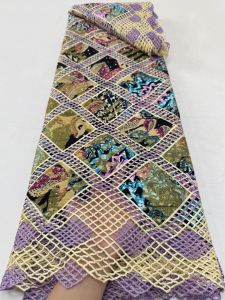 African Heavy Wax Lace Fabric with 3D Flowers Embroidery Cord Voile Lace Wax Cotton Lace Material for Clothing And Home Decor