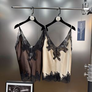 Elegant Lace Splicing Embroidery Acetate Fabric Summer 2025 French Vintage Style Shoulder Strap Vest High Quality Ladys Fashion