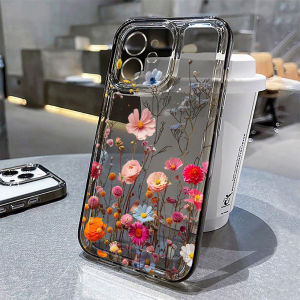 Flower Vine Clear Phone Case For iPhone 16 Pro Max Case iPhone 11 17 18 Pro 12 13 14 15 16e XS XR X 8 7 Plus Floral Case Cover