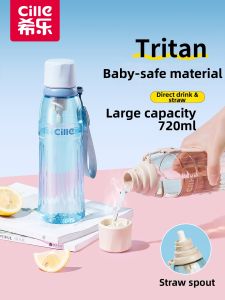 CILLE | Large Capacity Unisex Summer Student Tritan Plastic Straw Bottle