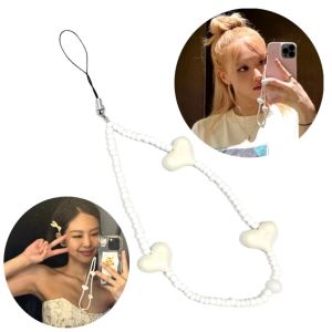 Phonestrap Love ala Blackpink Double Heart Beads Phone Strap Tali Gantungan HP Kpop Idol Korea Girlband Jennie Lisa Rose Jisoo Lanyard Handphone Handmade Fashion