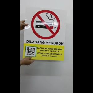 No Smoking Sign / Dilarang Merokok Papan Tanda Amaran Government KKM Standard/Kad Board