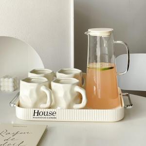 Cream Style Ceramic Water Cup Suit Cup Set For Home Living Room Moving into the New House Hospitality Water Cup Water Kettle Mug Tea Cup