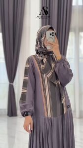 ANJANI DRESS GAMIS SET HIJAB ABU TUA